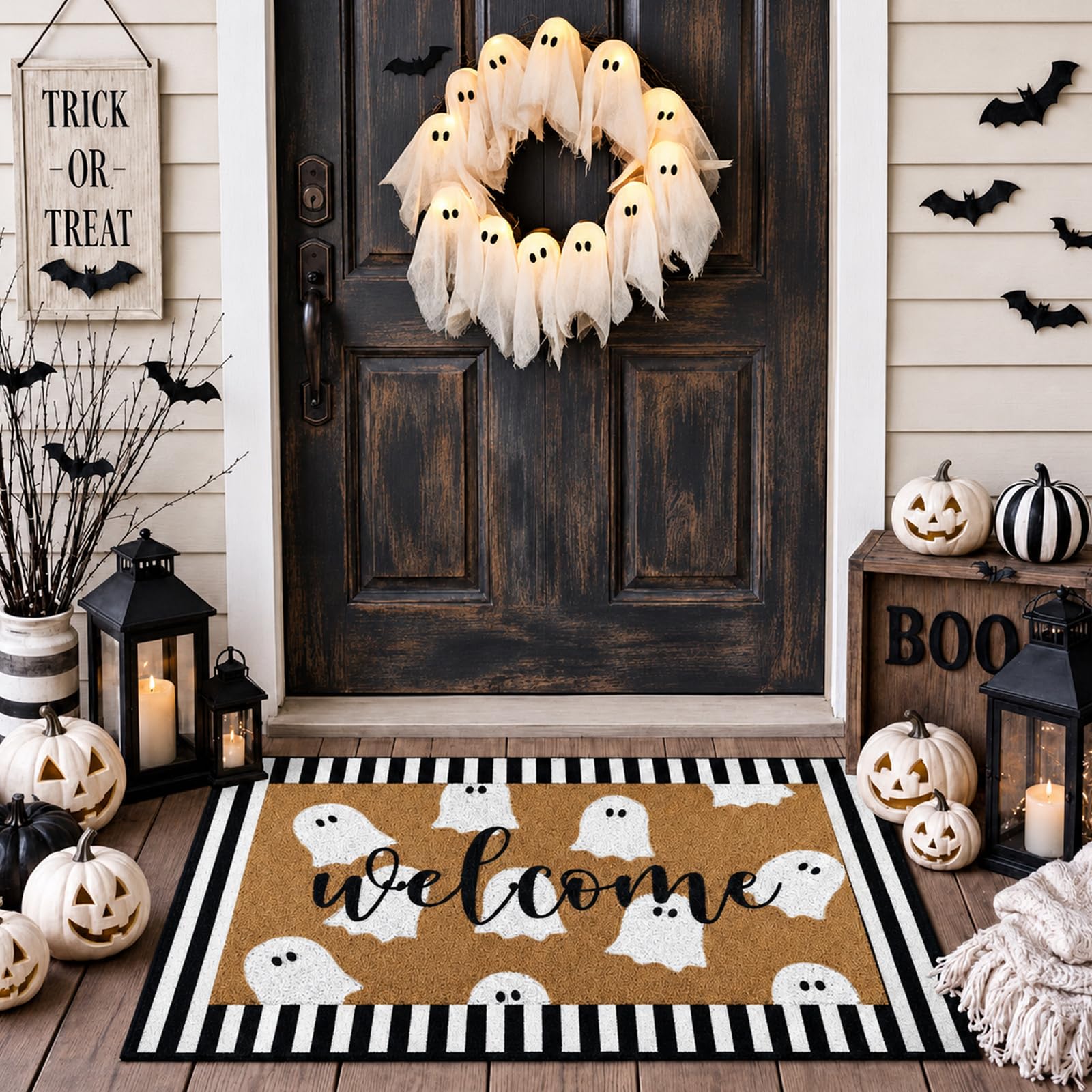 Amazon.com : Tinideya 2 Pcs Halloween Door Mat Outdoor Cute Ghost